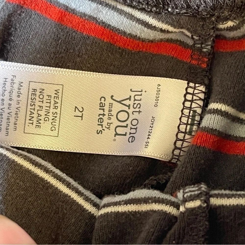 Carter's Kids Pants Bundle Gray and Red Striped Pajama Pants